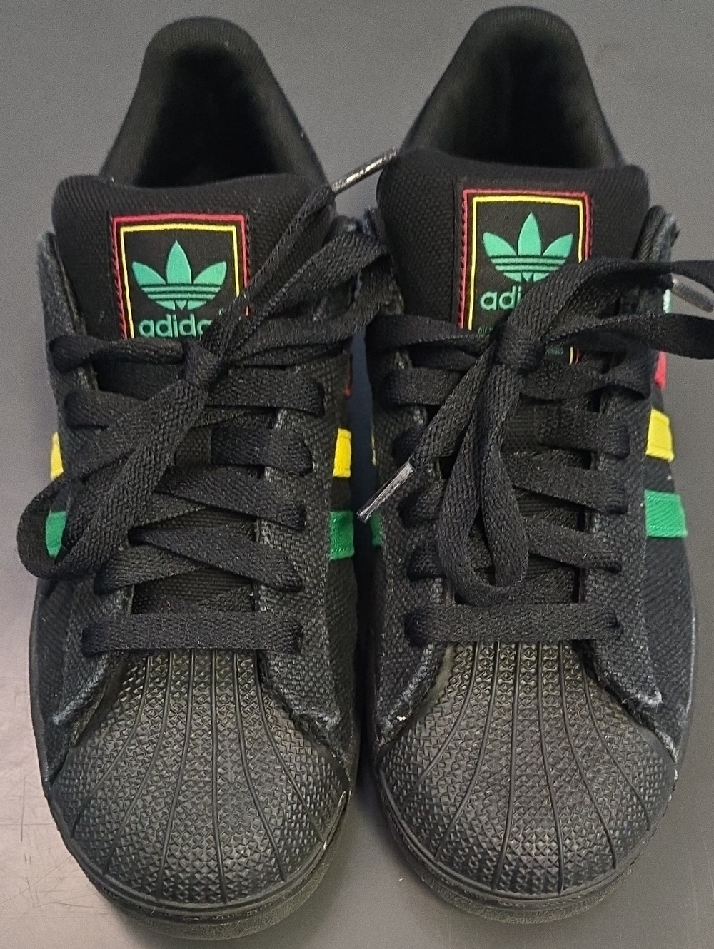 adidas Black Sneakers with Green, Yellow & Red Accents